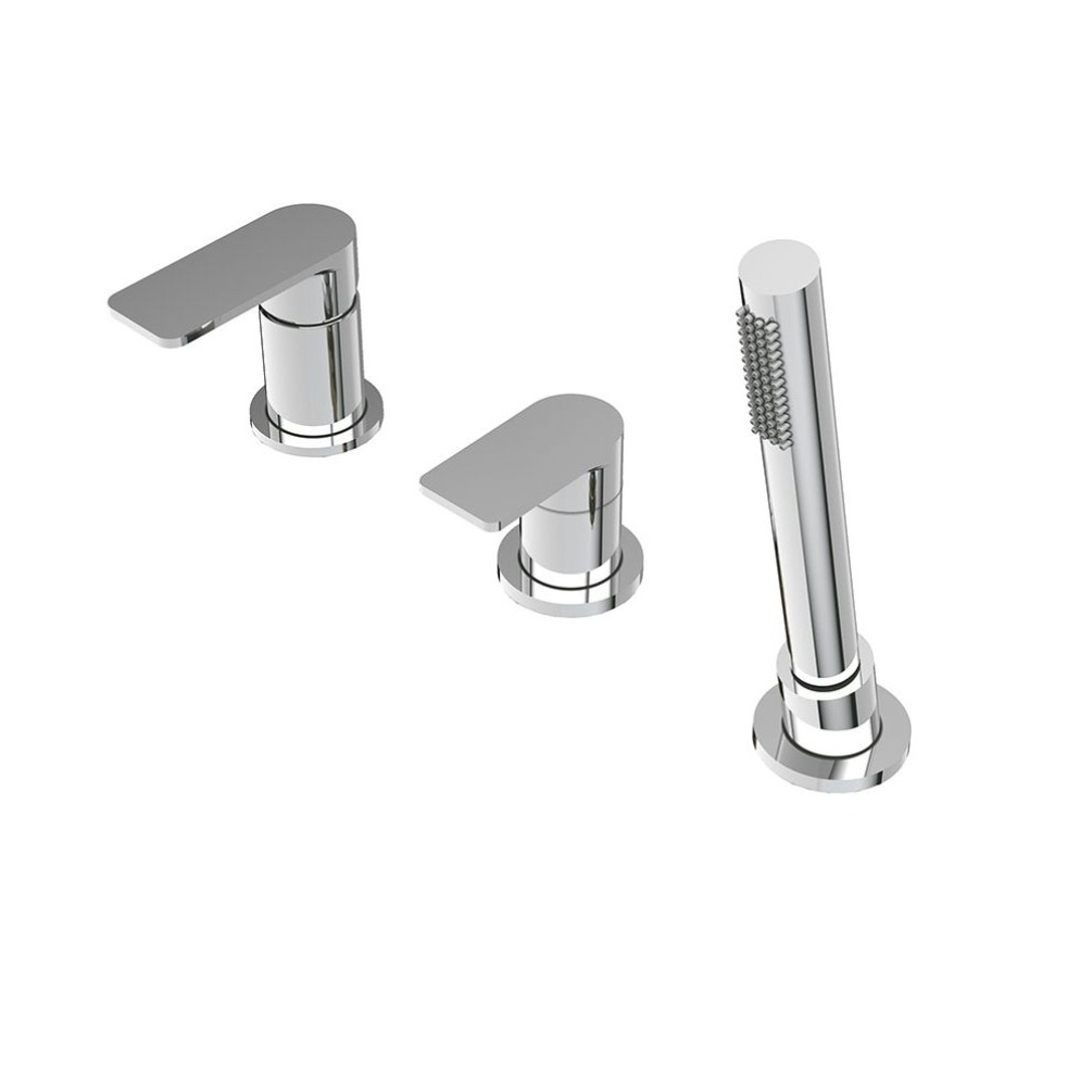 Abacus Edge Chrome Deck Mounted 3 Tap Hole Bath Mixer Sanctuary